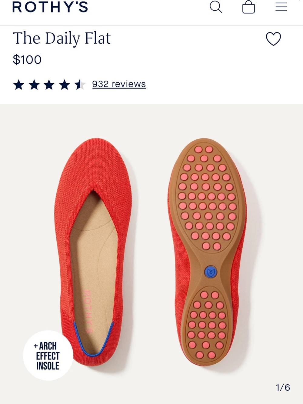 Rothy's The Daily Flat — Bright Red Knit Women's Ballet Flat